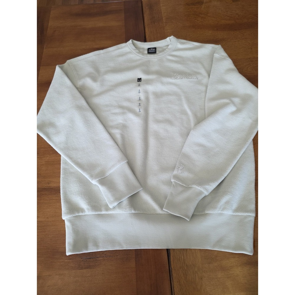 New Mens Under Armour Icon Rev Terry Sweater Small Beige